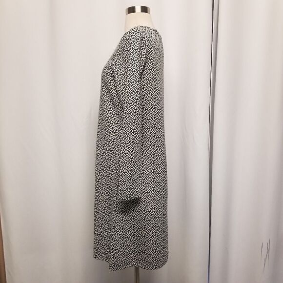 Tyler Boe A-Line Geometric Swing Long Sleeve Midi Sweater Dress Medium - Picture 3 of 9